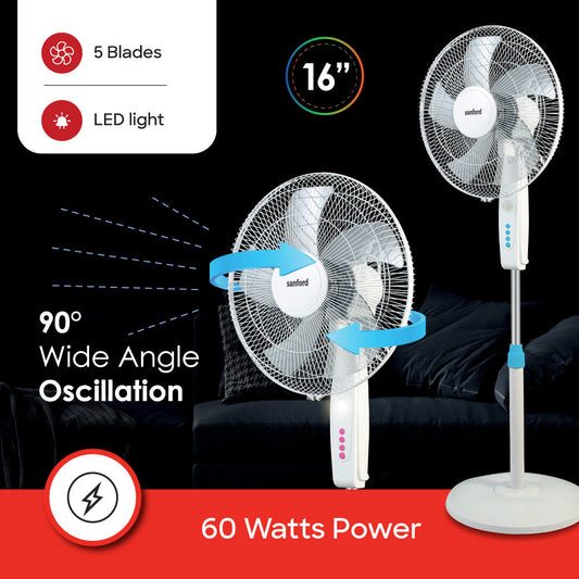 Sanford 16 inch 5 blade Stand Fan | SF907SFN - SANFORD MIDDLE EAST DWC L.L.C