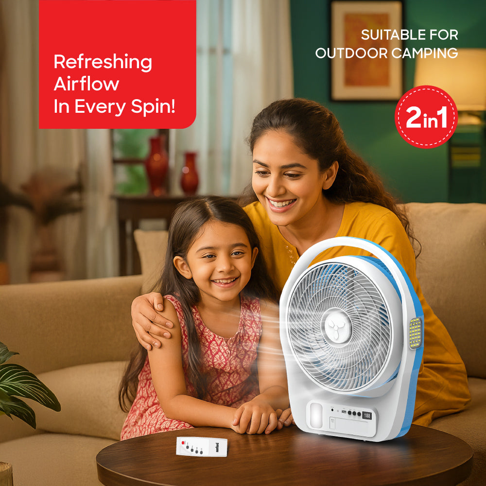 Sanford 12-Inch Rechargeable Table Fan with Timer | SF917RTF - buysanford