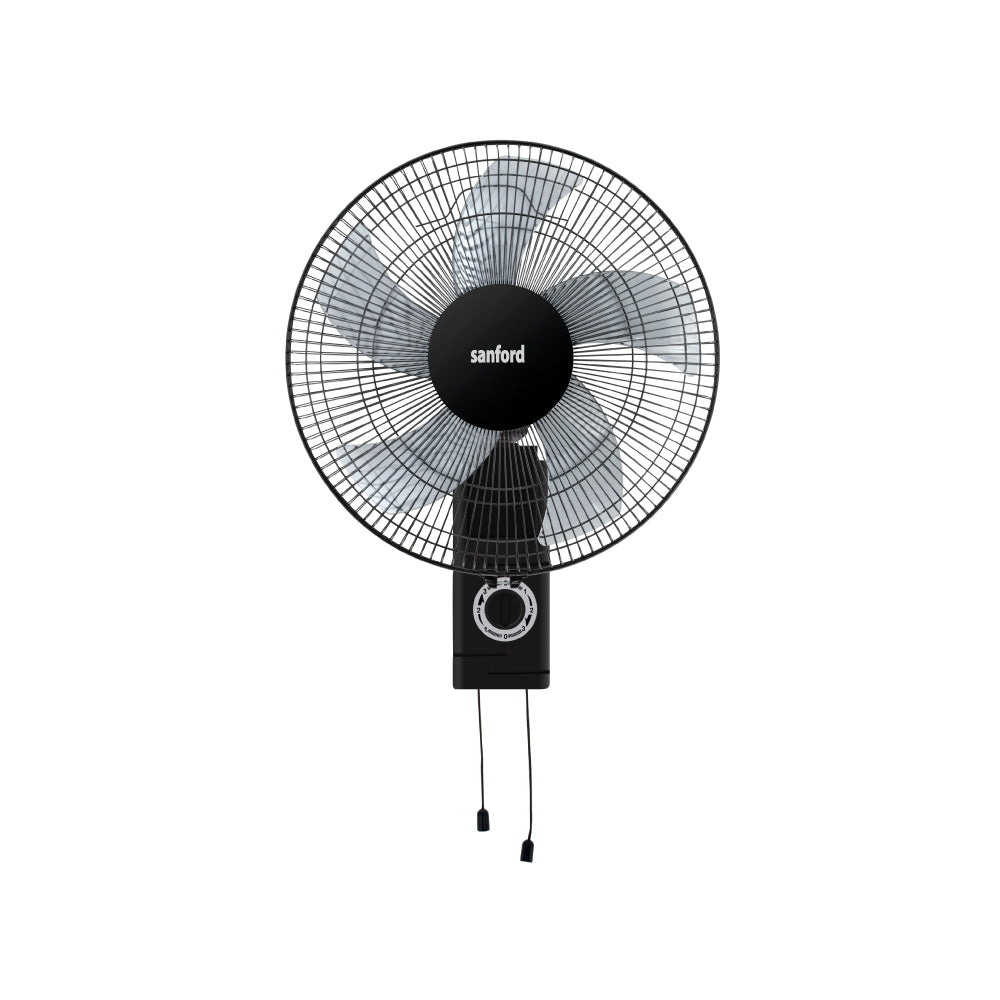 Sanford 16” Wall Fan | 60W Copper Motor | 5-Blade High Velocity | 3-Speed Pull Cord | Oscillation & Tilt | ABS Body - buysanford
