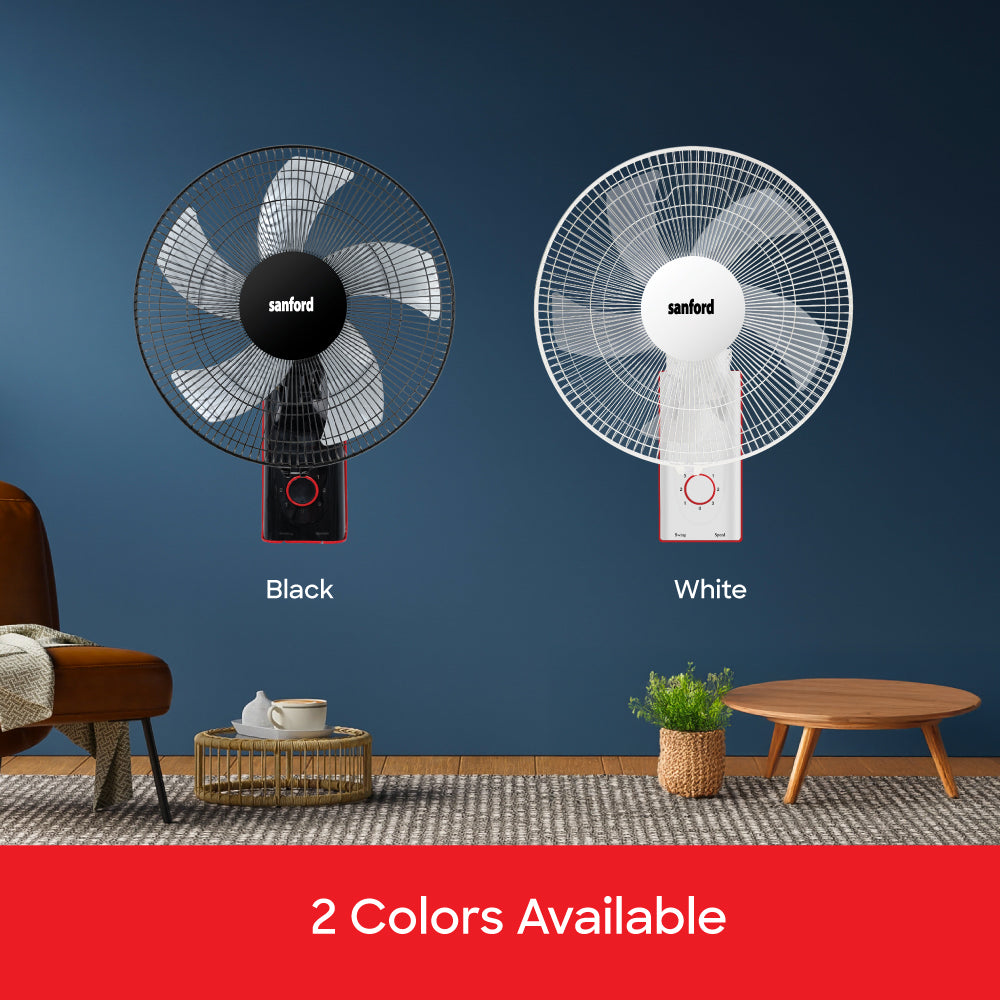 Sanford 18” Wall Fan | 60W Full Copper Motor | 1250 RPM | 5 AS Blades | 3-Speed + Oscillation | Tilt Head | ABS Body - buysanford