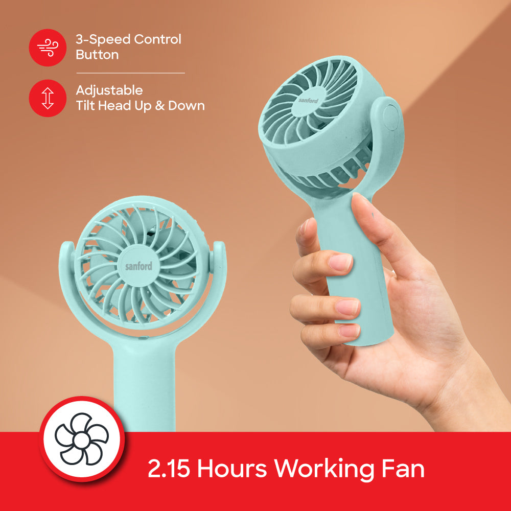 Sanford Rechargeable Hand Fan with Tilt Head, 3 Speed and LED Display | SF935HFN - buysanford