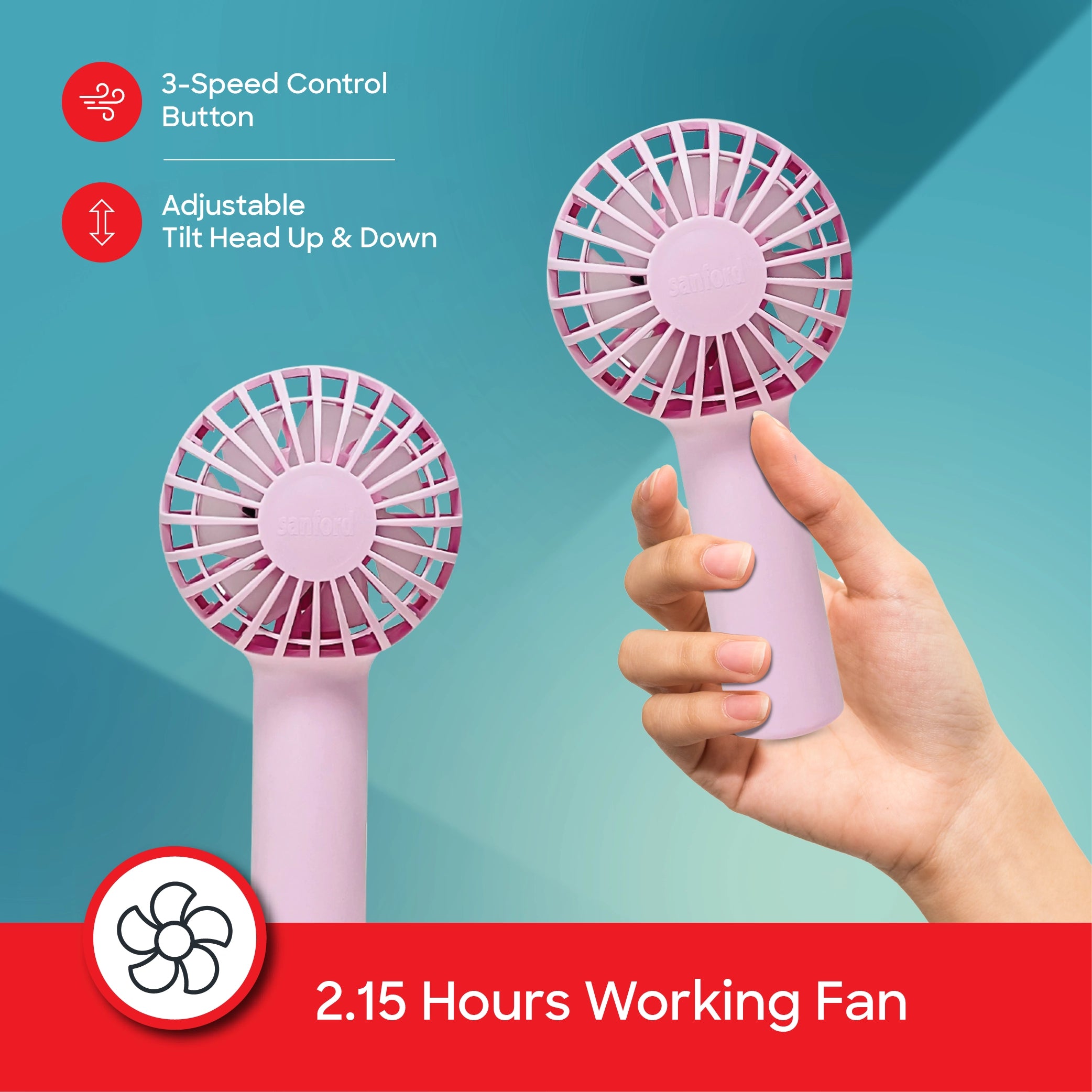portable mini fan 5500 rpm brushless motor usb type c rechargeable sanford 3