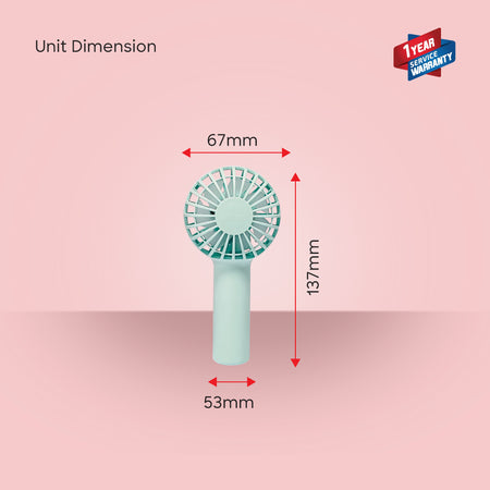 Sanford Portable Mini Fan | 5500 RPM Brushless Motor | 3 Speeds | USB Type-C | 600mAh Battery | LED Indicator | ABS Body - buysanford