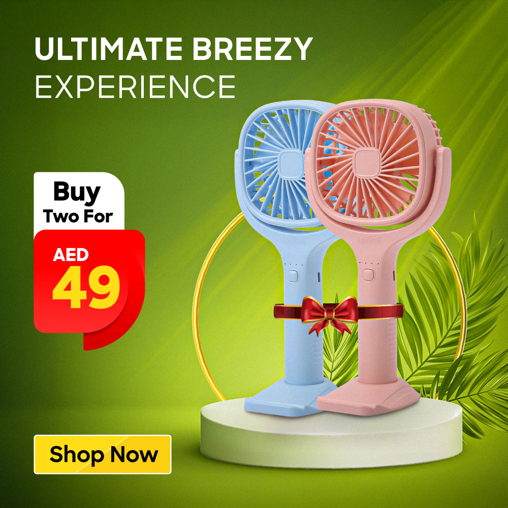 Sanford Rechargeable Hand Fan Combo | 3-Speed | Brushless Motor | Type-C Charging | Tilt Head | Portable & Quiet - buysanford