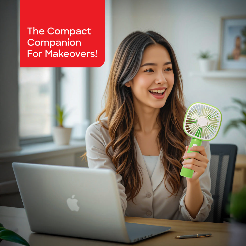 Sanford Rechargeable Hand Fan Combo | With Mobile Holder & Compact High-Speed Fan | USB-C Charging | 3-Speed | Portable Design - buysanford