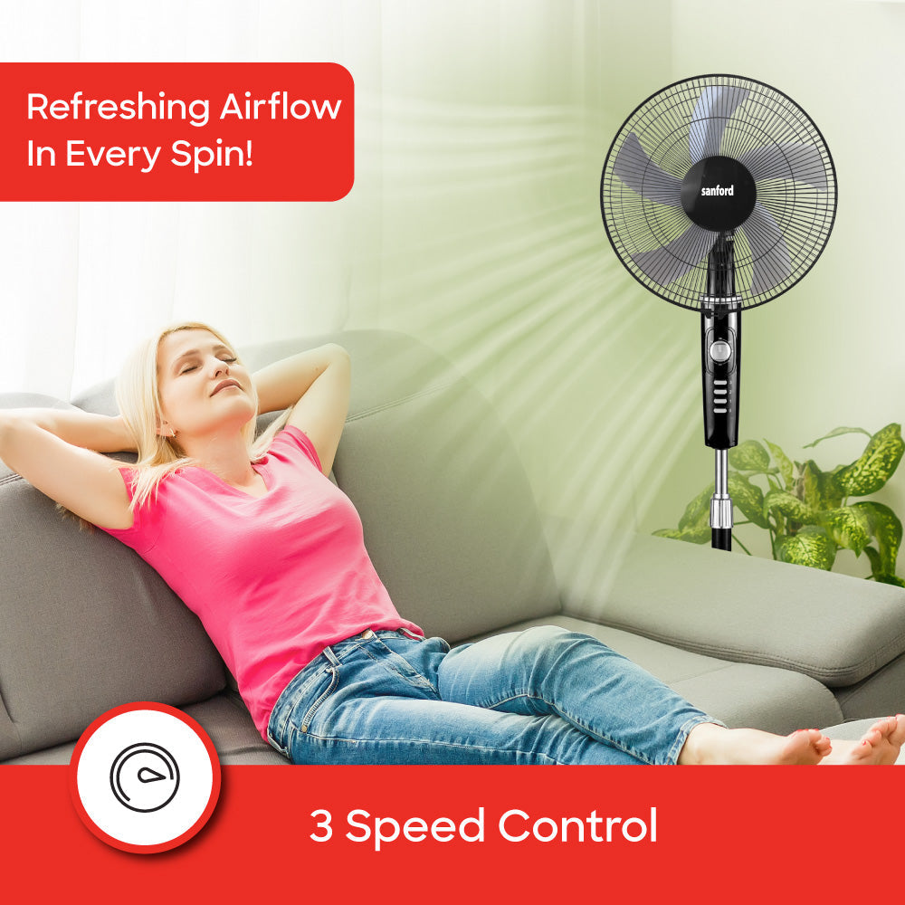 Sanford 18 inch 5 blade Stand Fan | SF938SFN - SANFORD MIDDLE EAST DWC L.L.C