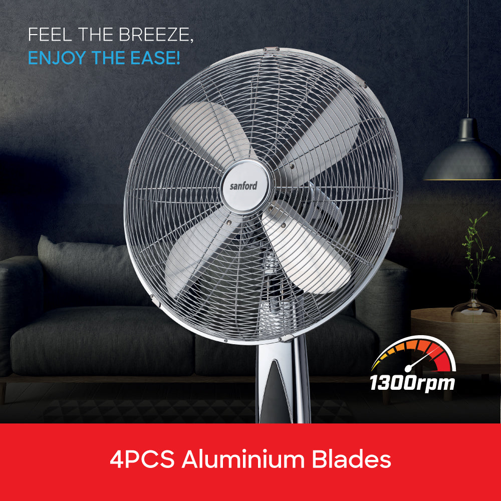Sanford 16-Inch Stand Fan | 55W Copper Motor | 3-Speed | LED Touch Display | 12-Hour Timer | Aluminum Blades - buysanford