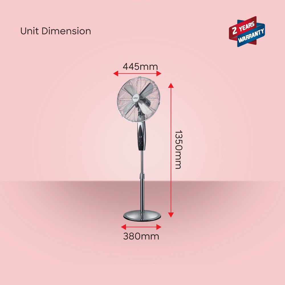 Sanford 16-Inch Stand Fan | 55W Copper Motor | 3-Speed | LED Touch Display | 12-Hour Timer | Aluminum Blades - buysanford
