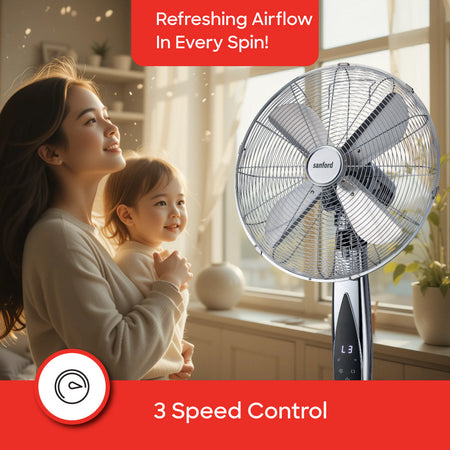 Sanford 16 inch Metal Stand Fan With Remote Control | SF945SFN - buysanford