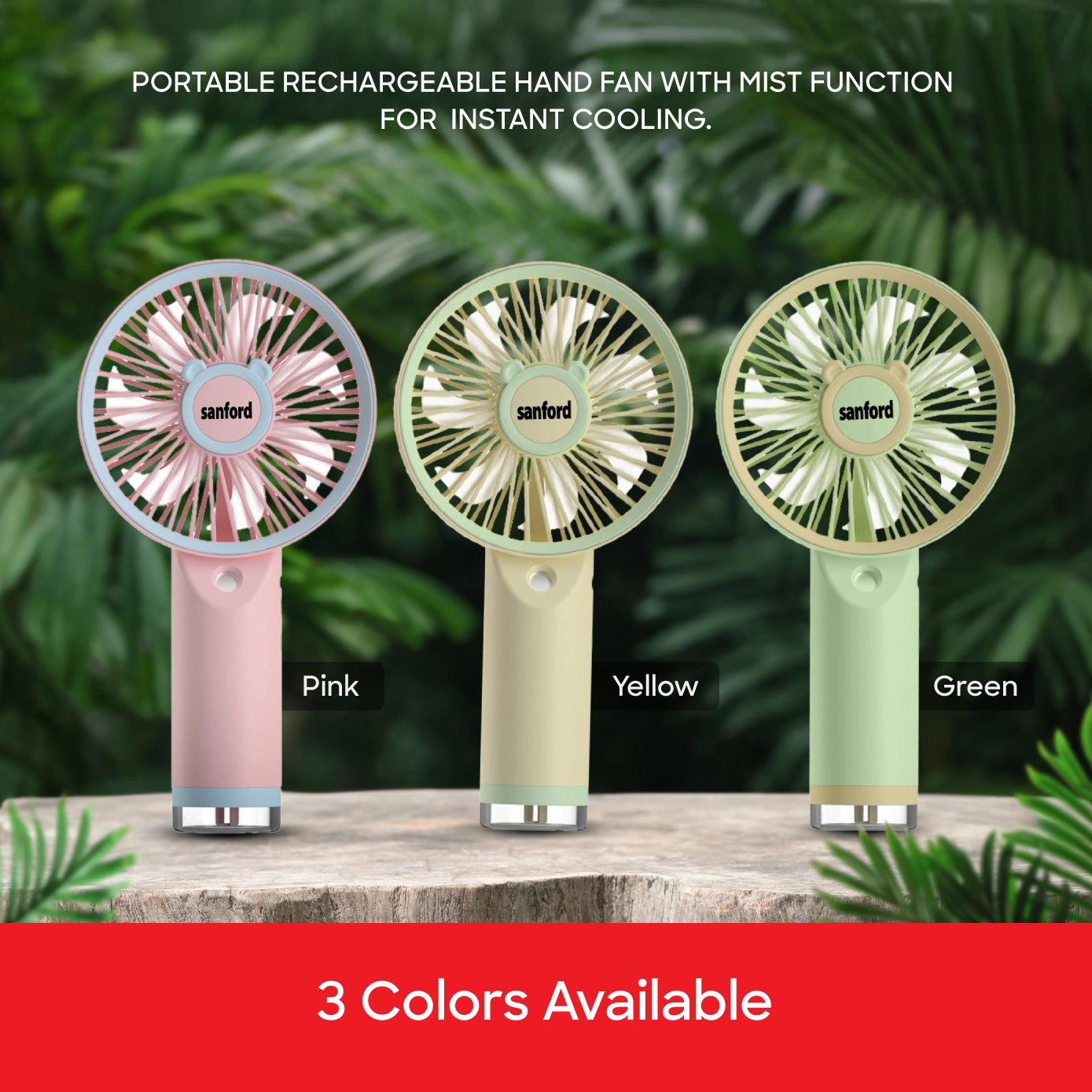 rechargeable hand fan portable usb charging 3 speed sanford 5