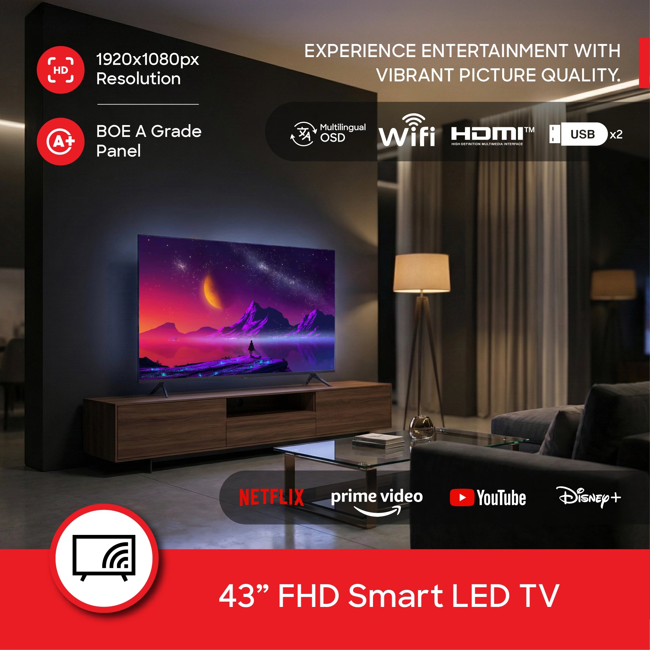 Sanford 43 Inch FHD Smart LED TV With Android OS - SF9507LED - buysanford