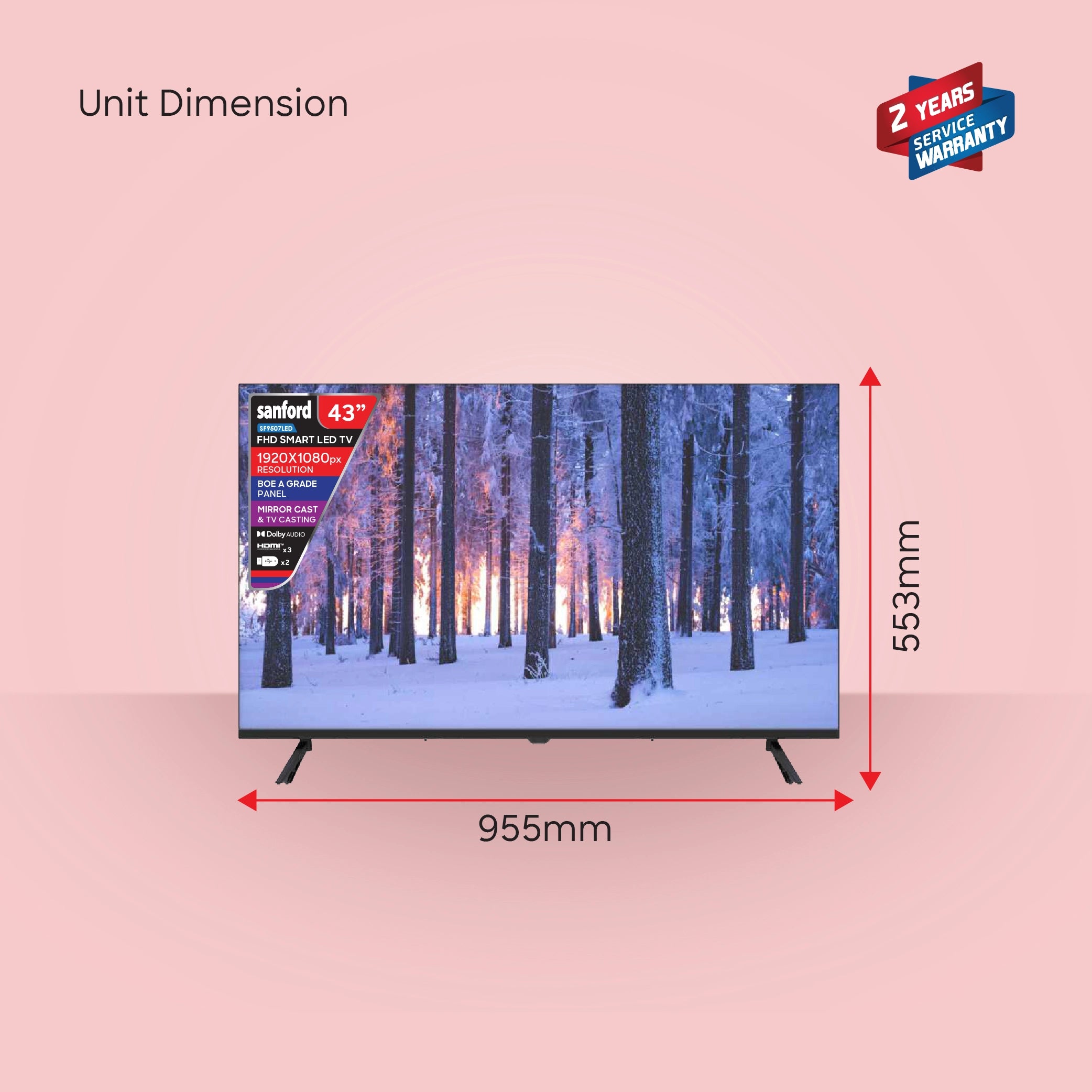 Sanford 43 Inch FHD Smart LED TV With Android OS - SF9507LED - buysanford