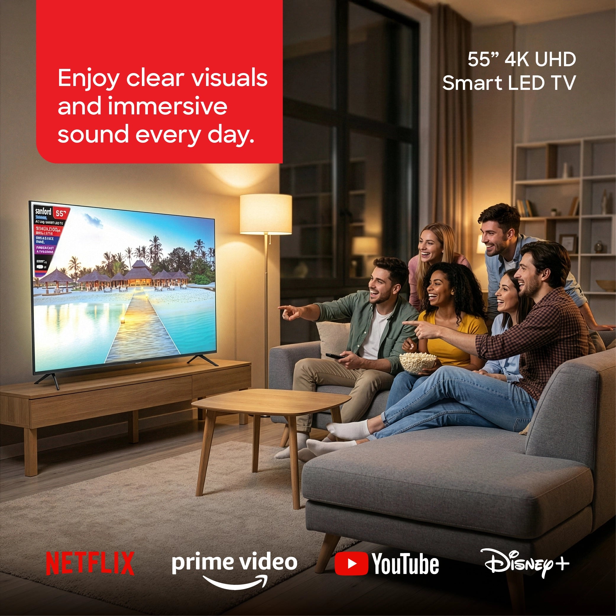 Sanford 55 Inch 4K UHD Smart LED TV With Android OS - SF9510LED - buysanford