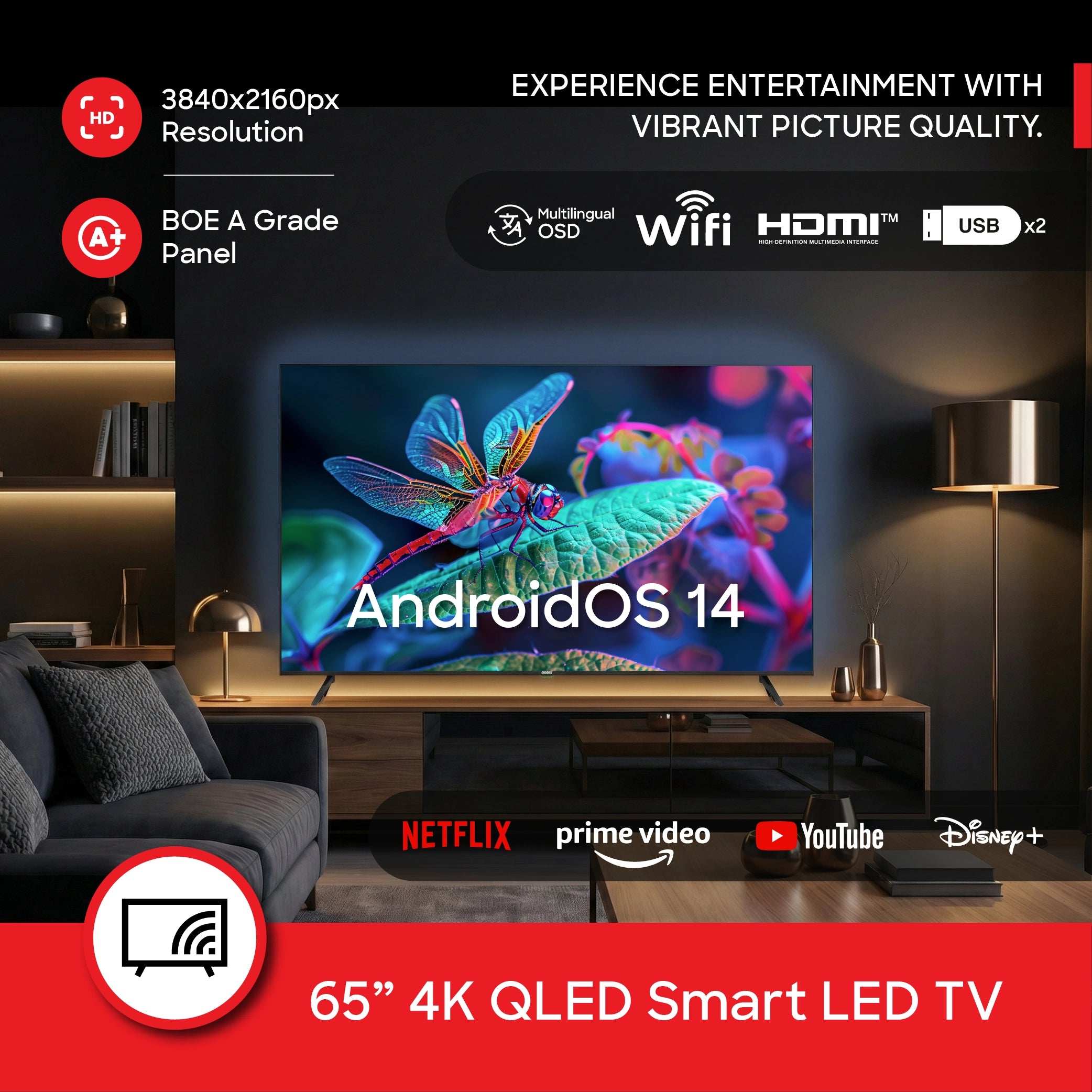 Sanford 65 Inch 4K QLED Google TV With Dolby Vision and Voice Control - SF9514QLED - buysanford
