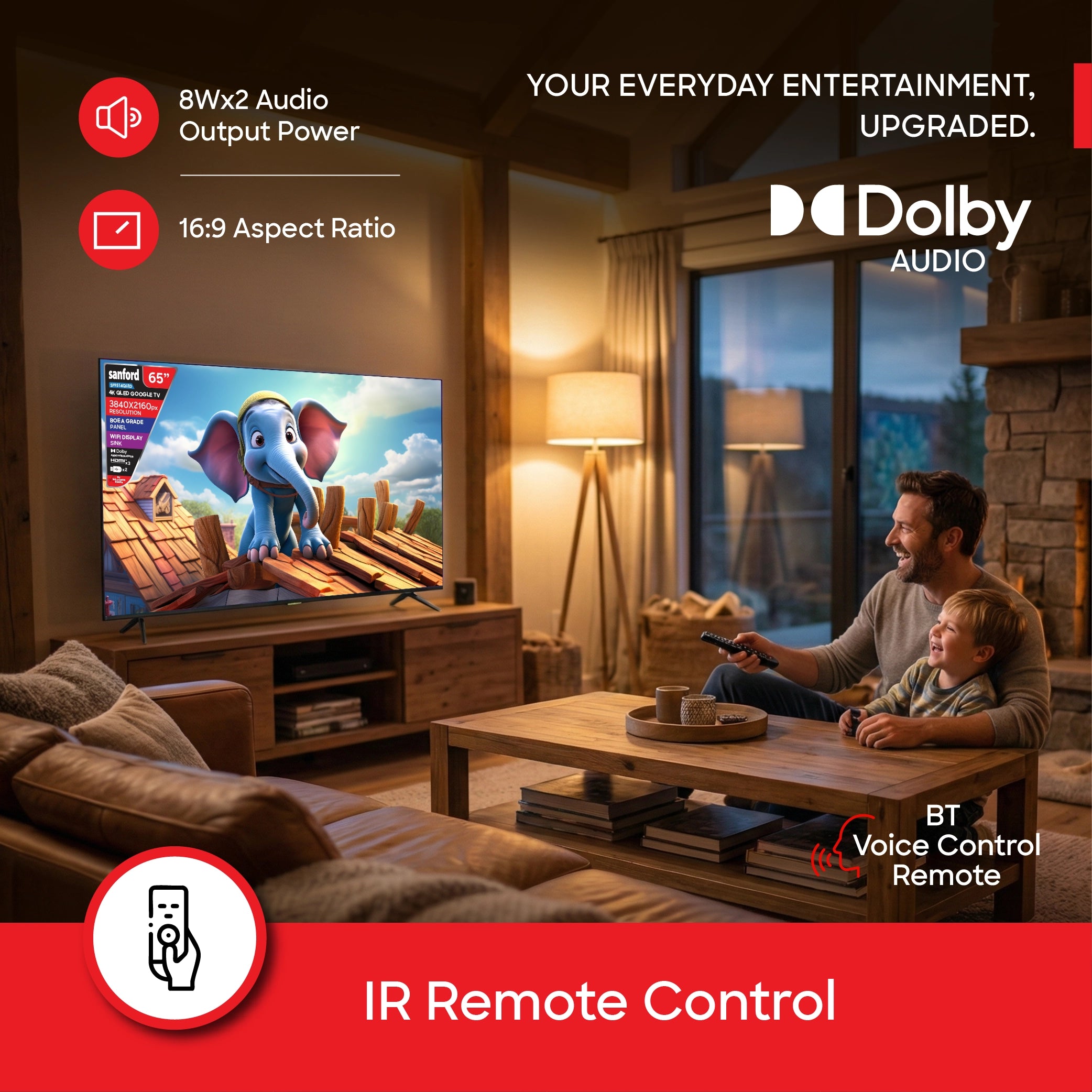Sanford 65 Inch 4K QLED Google TV With Dolby Vision and Voice Control - SF9514QLED - buysanford