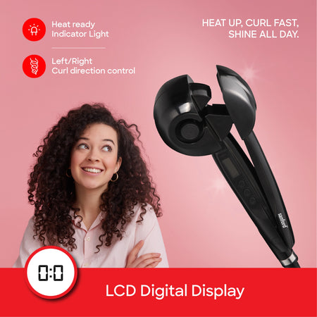 automatic hair curler lcd display dual curl direction sanford 3