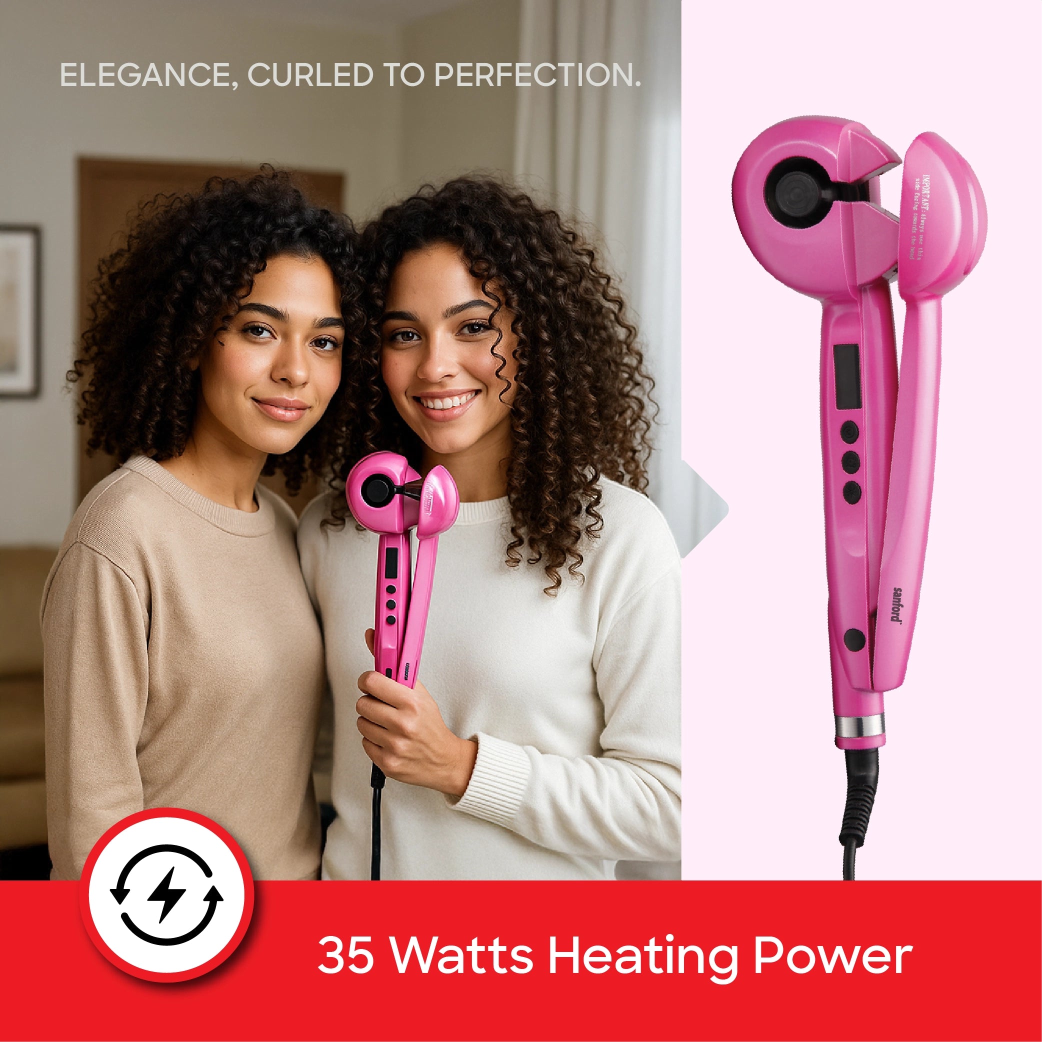 automatic hair curler lcd display dual curl direction sanford 4