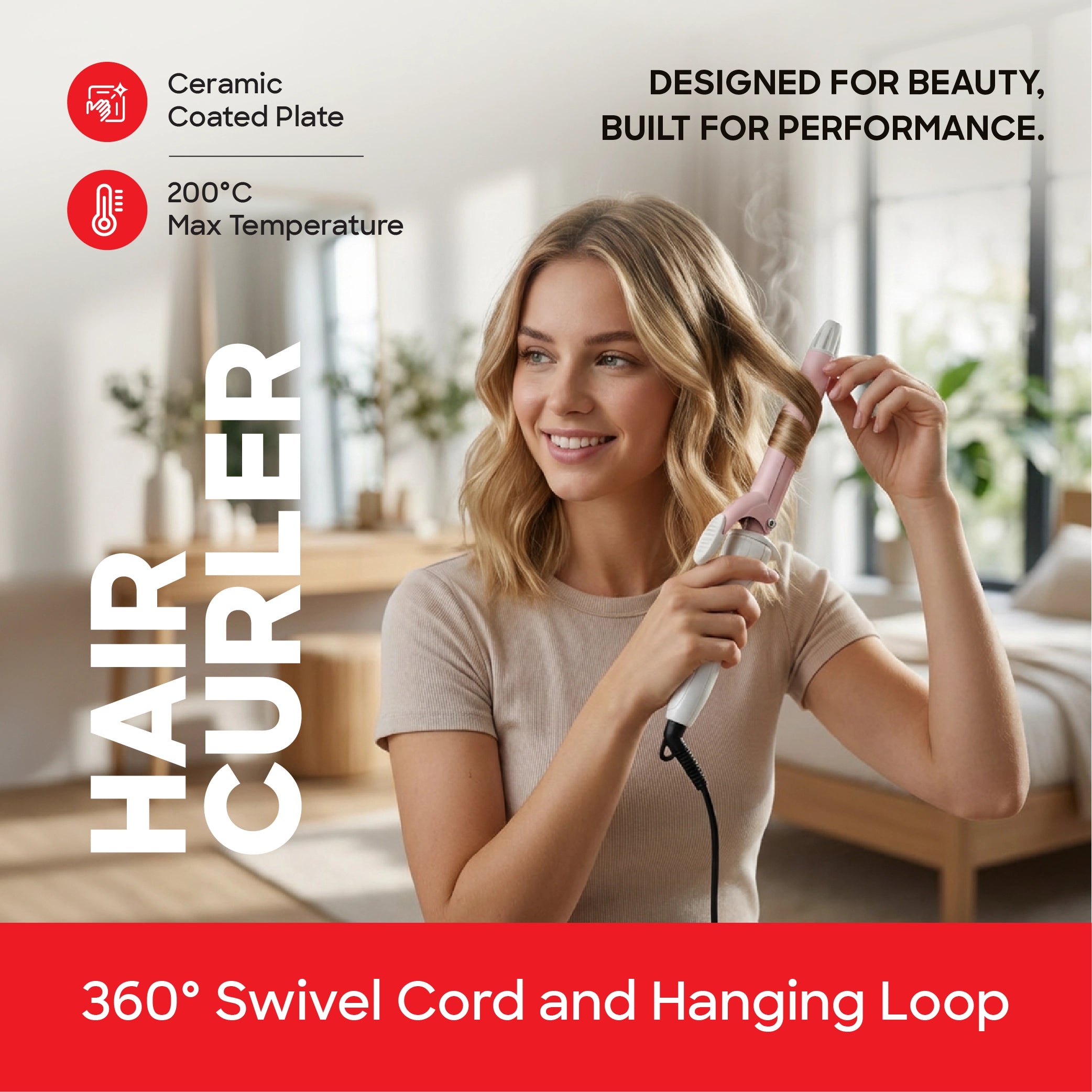 hair curler ceramic coated plates 200C frizz free stylin sanford 4