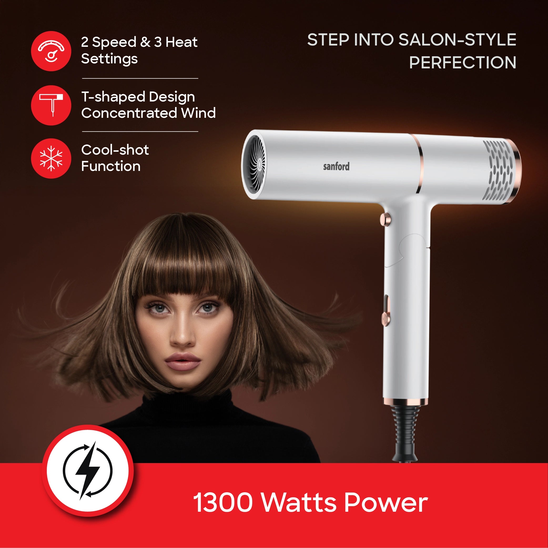 hair dryer 2200W cool shot foldable design sanford 3
