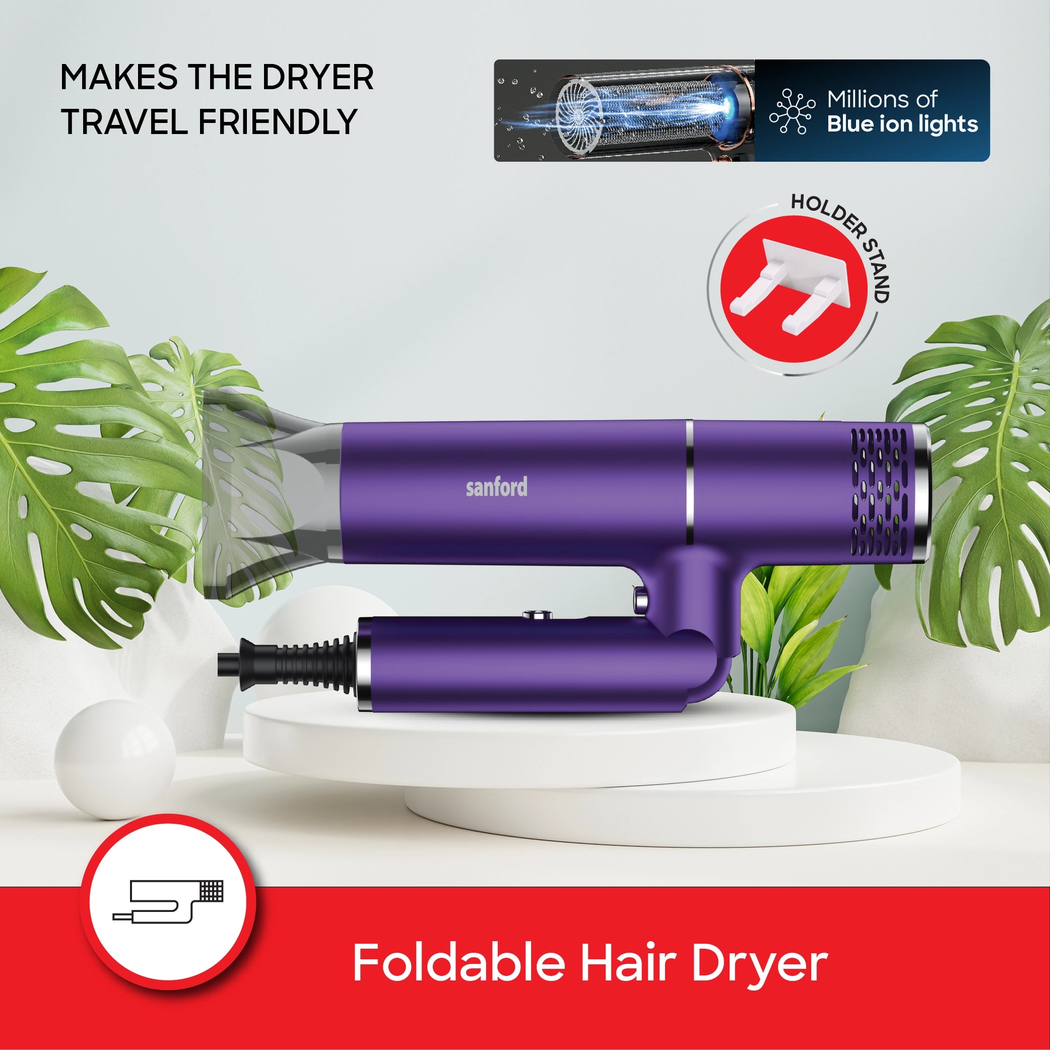 hair dryer 2200W cool shot foldable design sanford 4