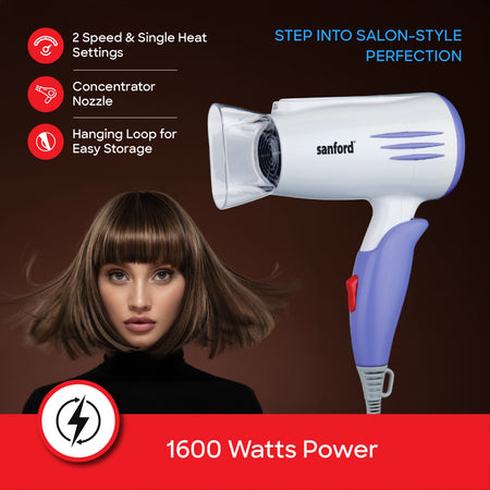 hair dryer 2200W cool shot foldable design 1600W sanford 3