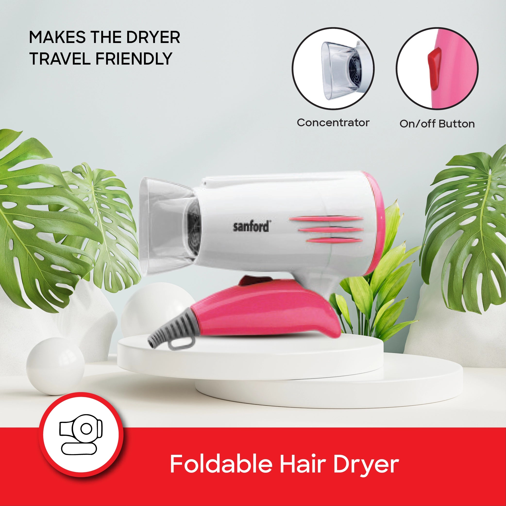 hair dryer 2200W cool shot foldable design 1600W sanford 4