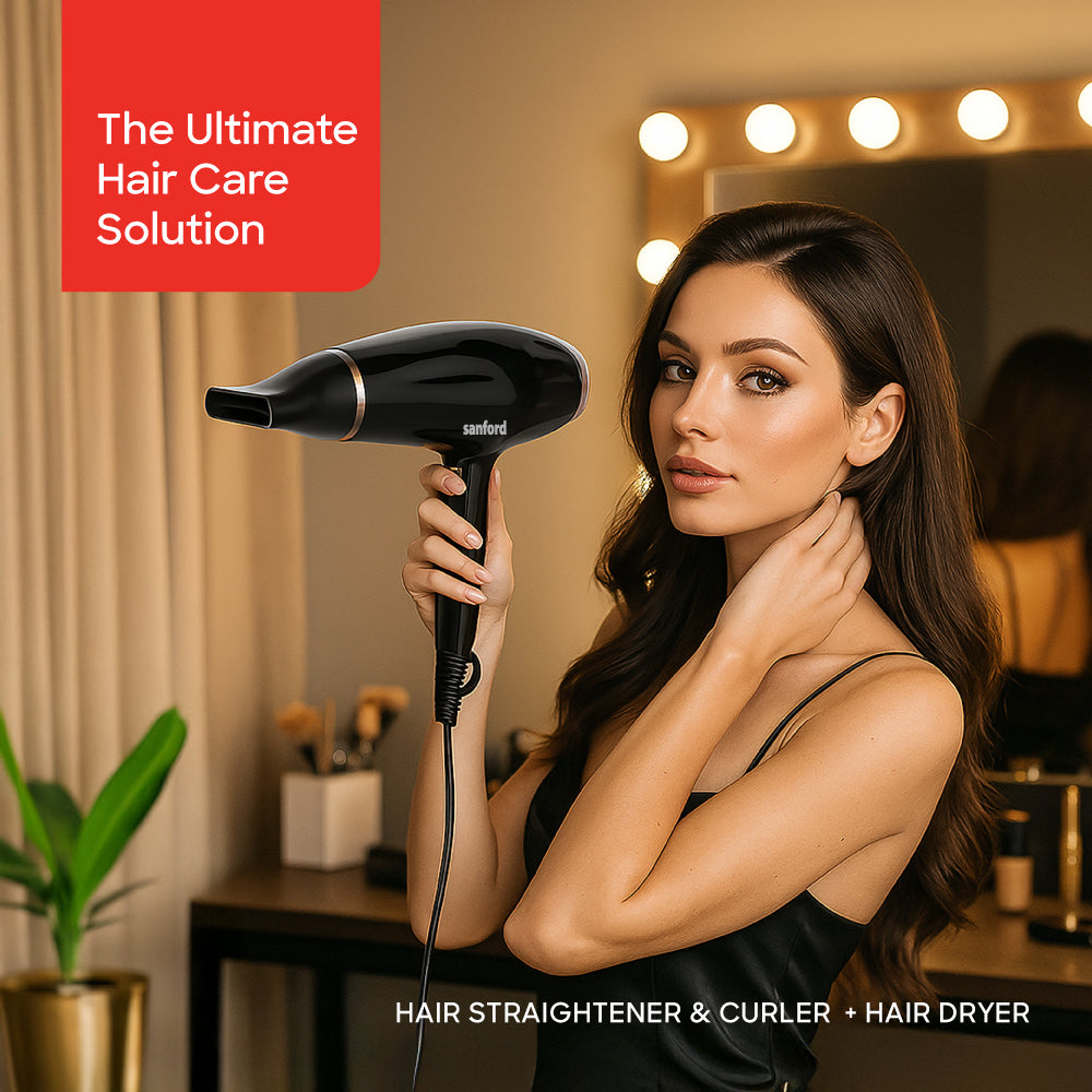 Sanford Hair Care Combo Hair Straightener, Hair Curler And Hair Dryer | SF9681PCC - buysanford