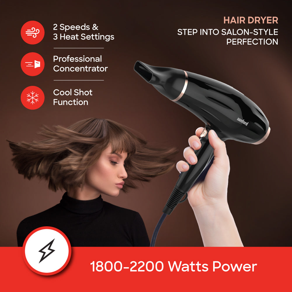 Sanford Hair Care Combo Hair Straightener, Hair Curler And Hair Dryer | SF9681PCC - buysanford