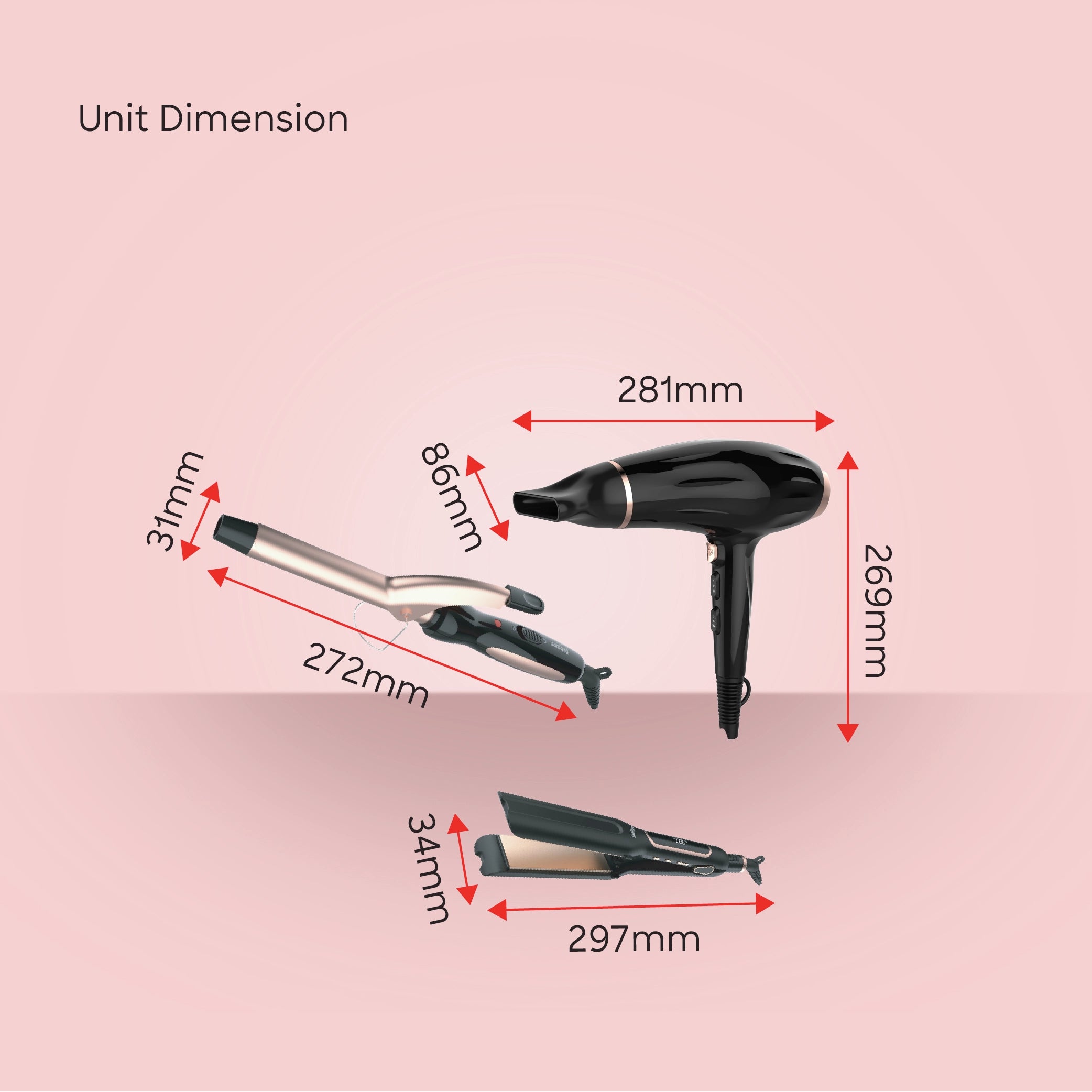 hair care combo 4 in 1 dryer curler straightener styling kit sanford 6