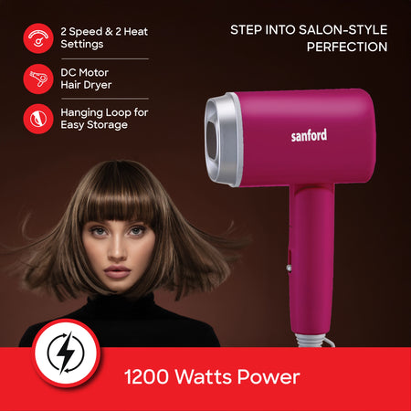 hair dryer 1200W foldable handle 2 heat settings sanford 3