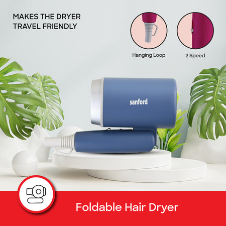 Sanford Compact 1200W Hair Dryer | Foldable Handle | 2 Speed & 2 Heat Settings - buysanford