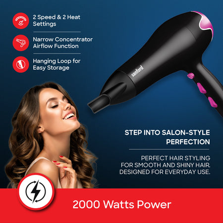 hair dryer 2000W 2 heat settings cool shot sanford 3