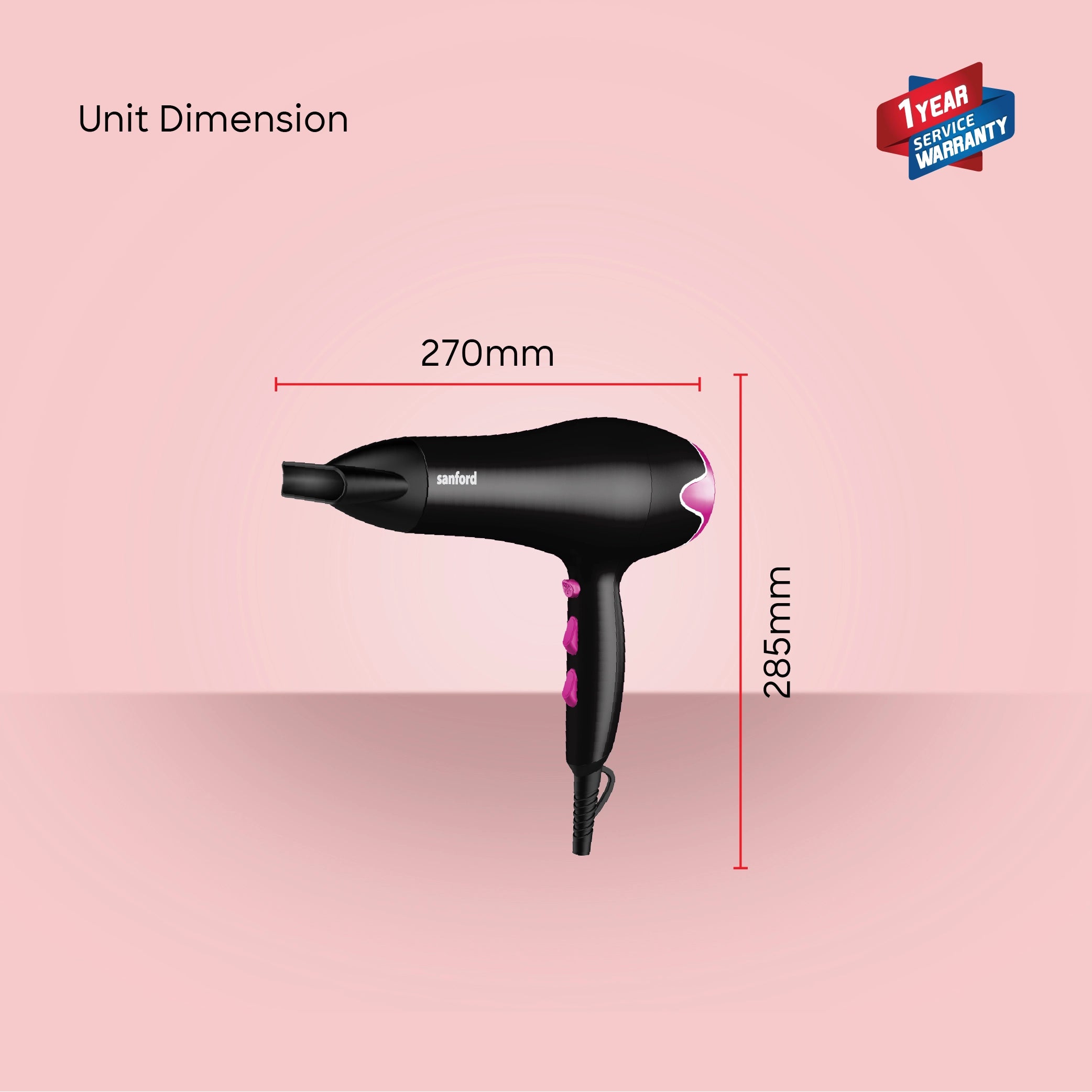 hair dryer 2000W 2 heat settings cool shot sanford 6