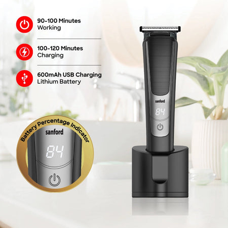 Sanford Hair Trimmer With LED Display Charging Base and USB Charging - SF9713HC - buysanford