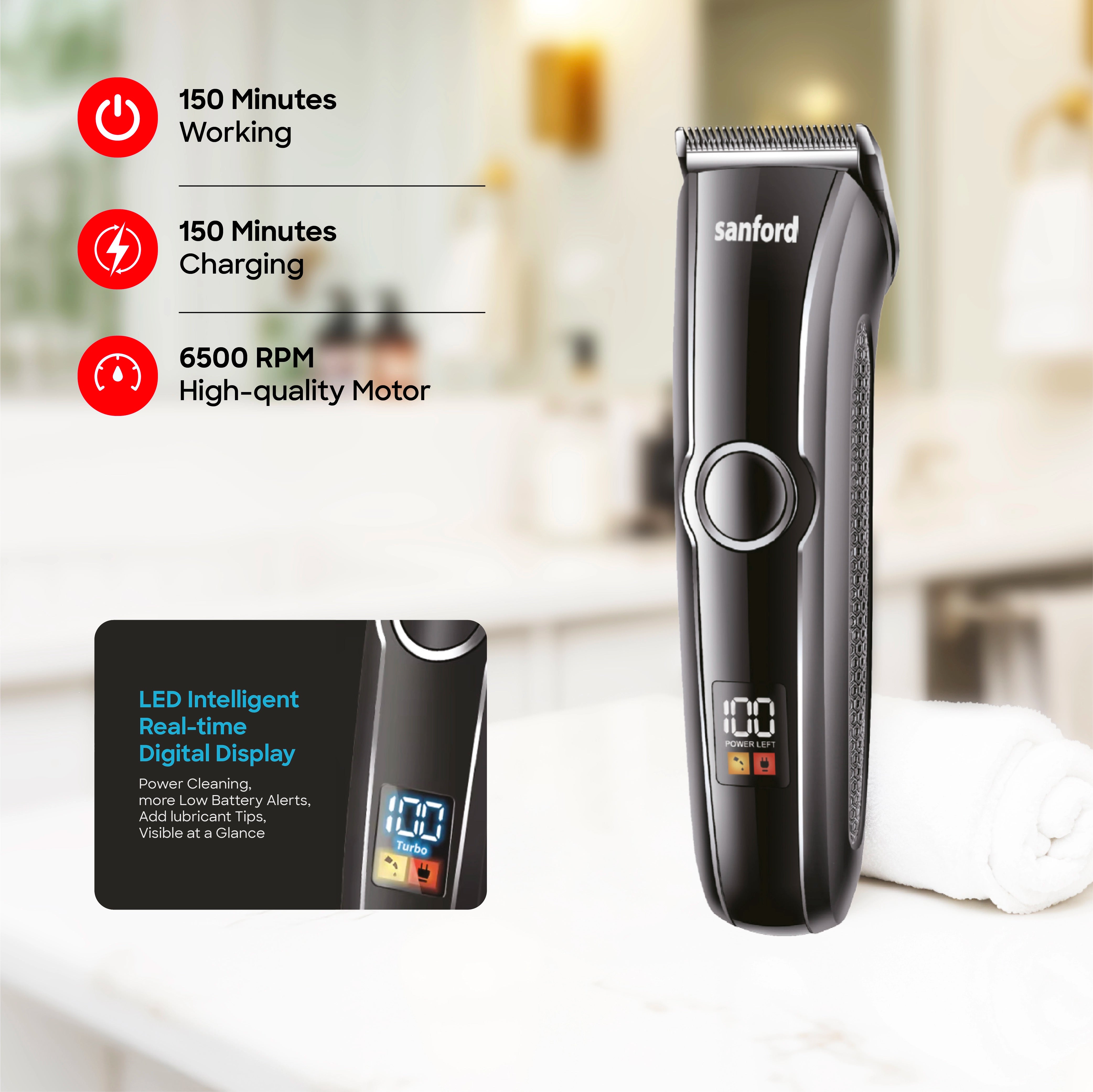 hair trimmer u blade led display type c charging sanford 3