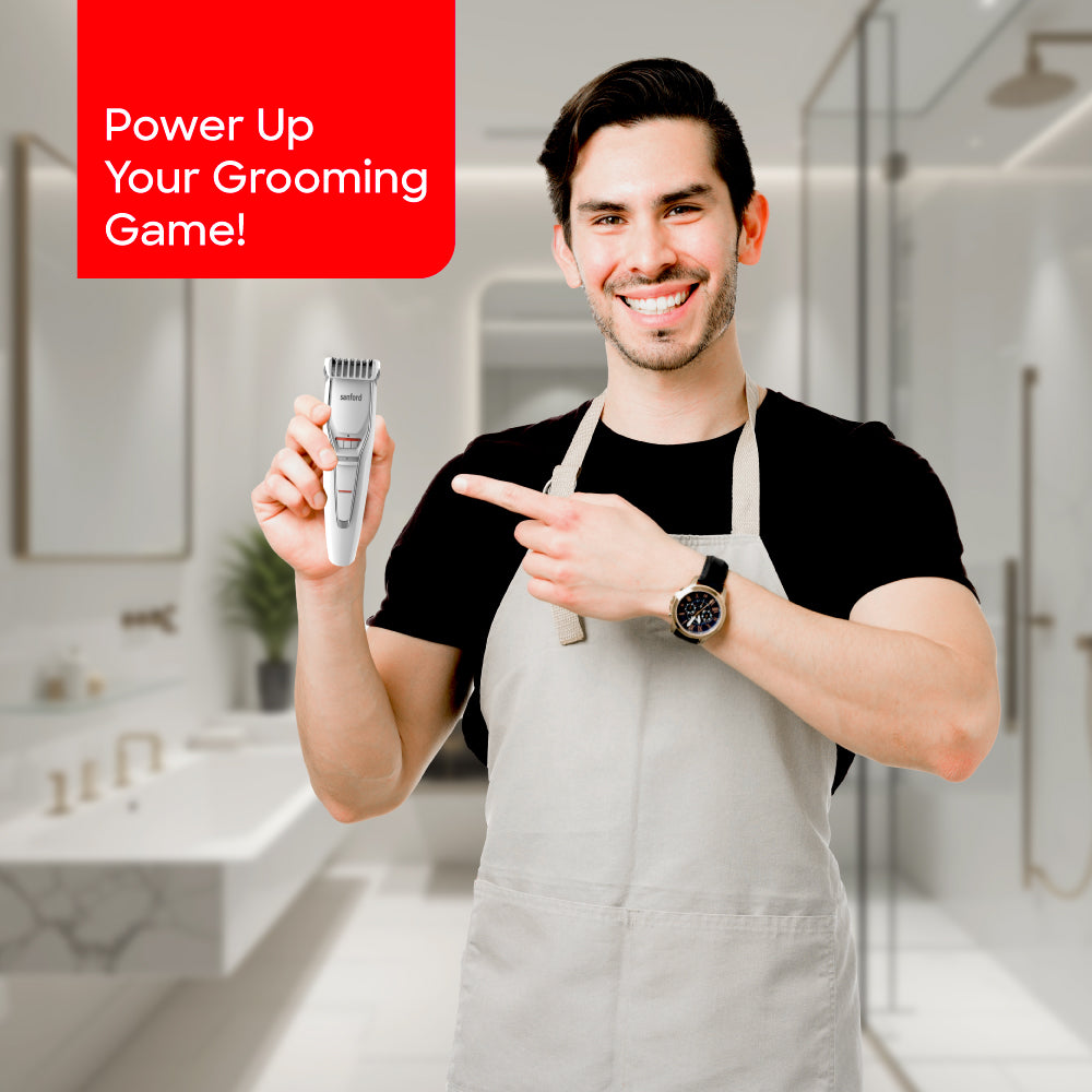 Sanford hair clipper showing cordless operation and ergonomic design