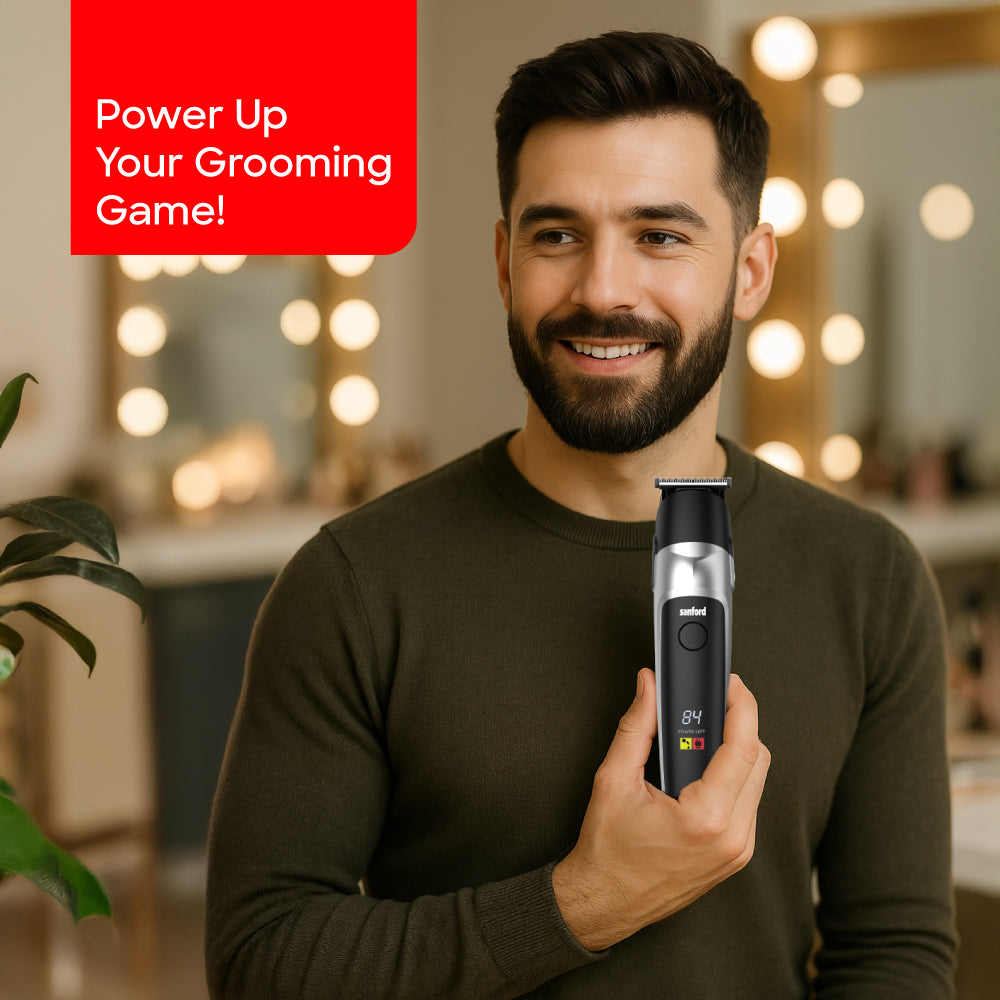 Sanford 6-in-1 Grooming Kit | T & U Blades | LED Lamp | LCD Display | Type-C Fast Charging | Waterproof IPX6 - buysanford