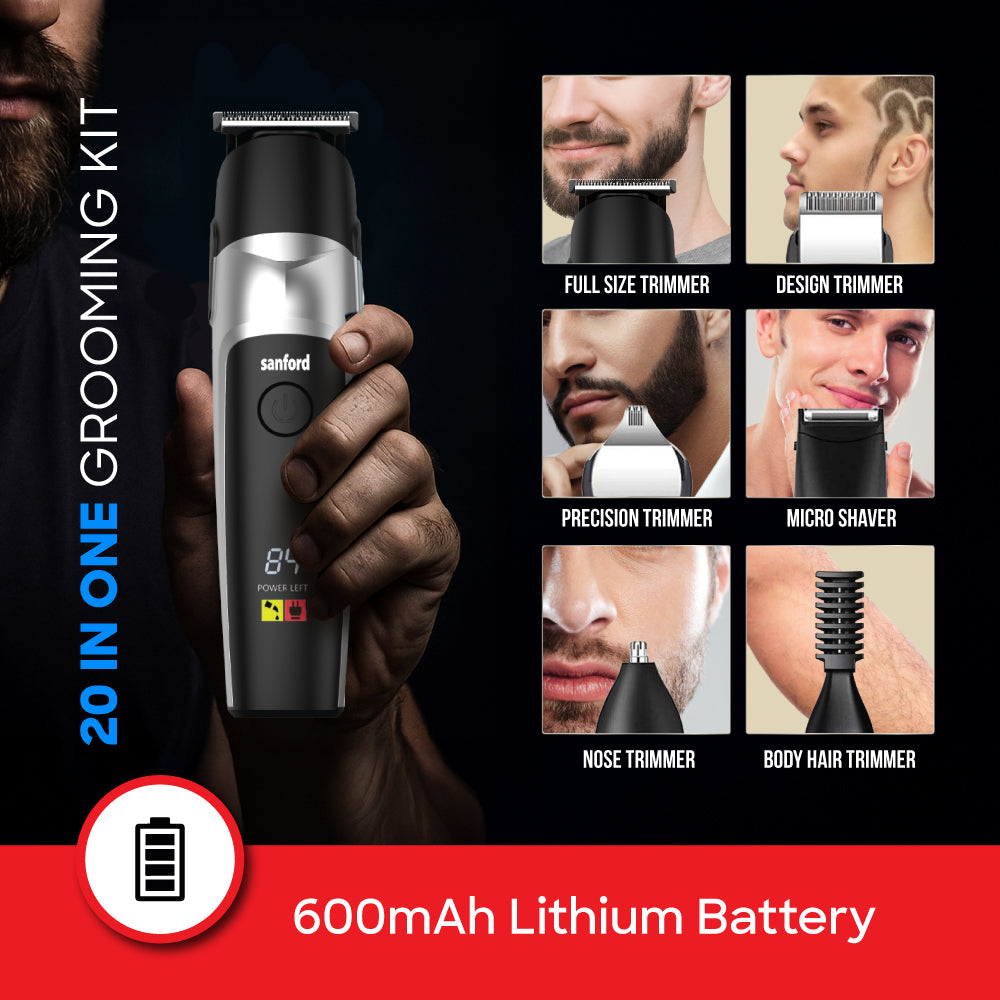 Sanford 6-in-1 Grooming Kit | T & U Blades | LED Lamp | LCD Display | Type-C Fast Charging | Waterproof IPX6 - buysanford