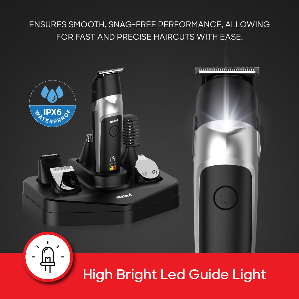 Sanford 6-in-1 Grooming Kit | T & U Blades | LED Lamp | LCD Display | Type-C Fast Charging | Waterproof IPX6 - buysanford