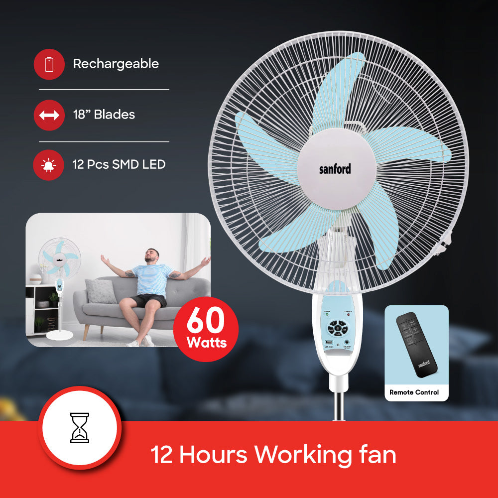SANFORD RECHARGEABLE STAND FAN 18" - buysanford