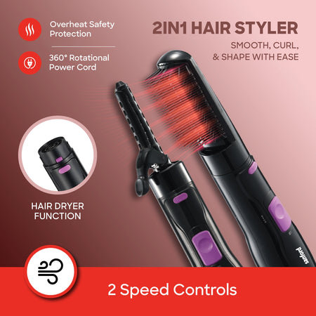 hair styler 2 in 1 curling brush 800W power sanford 3