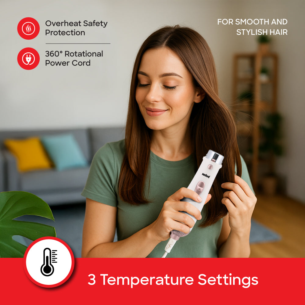 Sanford 3-in-1 Hair Styling Tool | Vent Brush, Curling Wand & Hot Air Styler | 800W Multi-Attachment Hair Styler for All Hair Types - buysanford