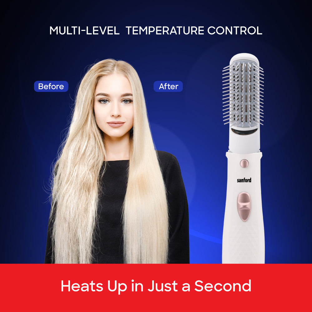 Sanford 3-in-1 Hair Styling Tool | Vent Brush, Curling Wand & Hot Air Styler | 800W Multi-Attachment Hair Styler for All Hair Types - buysanford