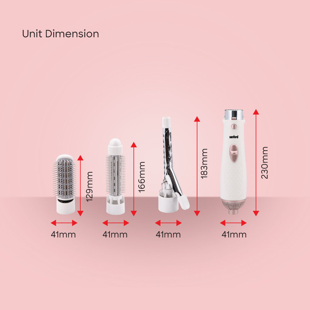 Sanford 3-in-1 Hair Styling Tool | Vent Brush, Curling Wand & Hot Air Styler | 800W Multi-Attachment Hair Styler for All Hair Types - buysanford