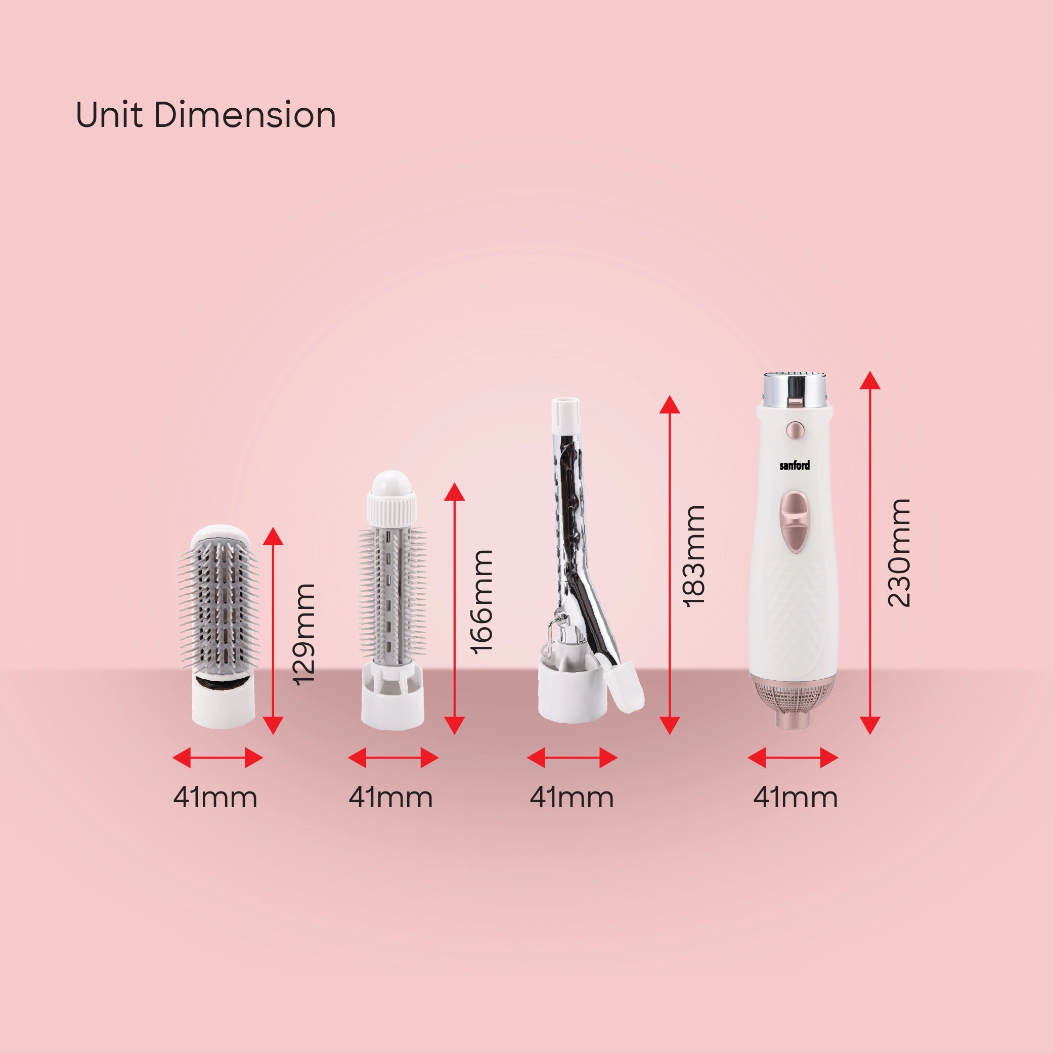 4 in 1 hair styler curling wand brush 800W sanford 6