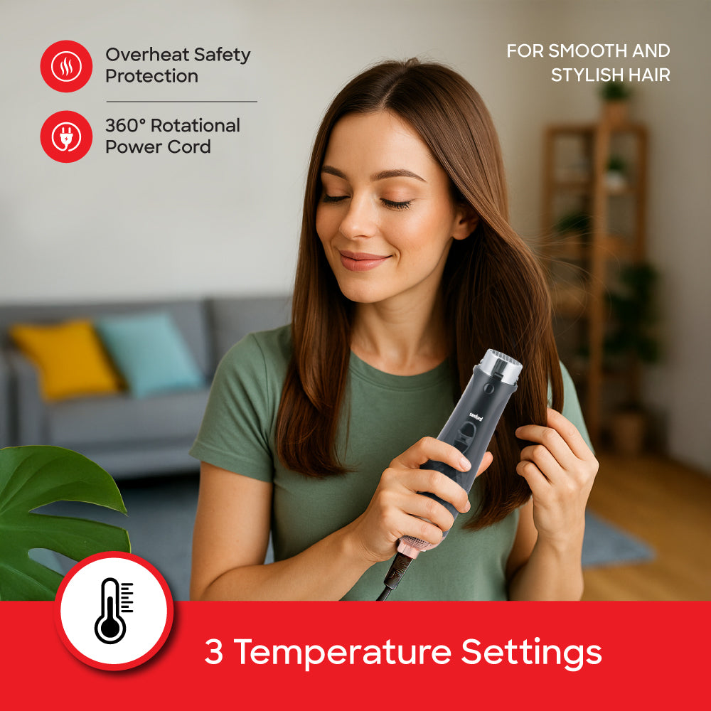 Sanford 4-in-1 Hair Styling Tool | 800W Multi-Attachment Styler with Curling Wand, Hot Air Brush, Vent Brush & Nozzle | Adjustable Heat & Swivel Cord - buysanford