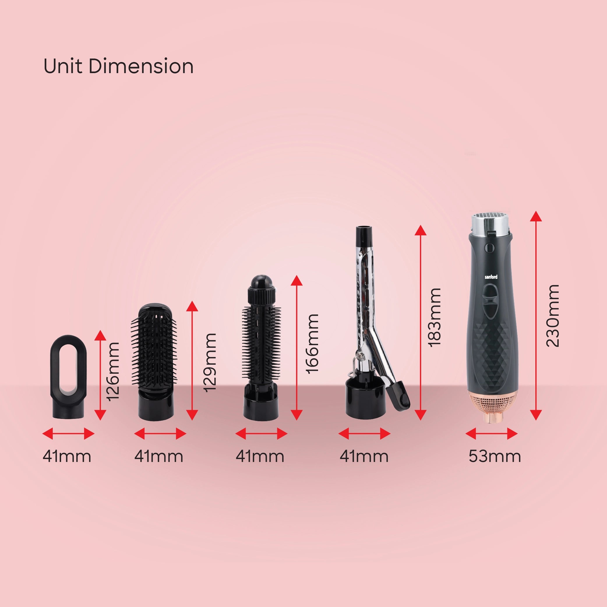 5 in 1 hair styler curling wand brush 800W sanford 6