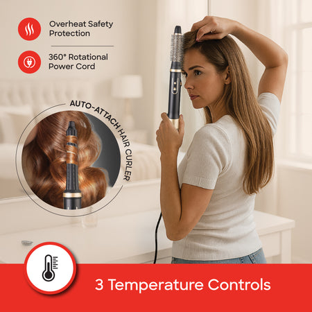 Sanford auto attach curler technology with ceramic coating for heat protection and smooth styling