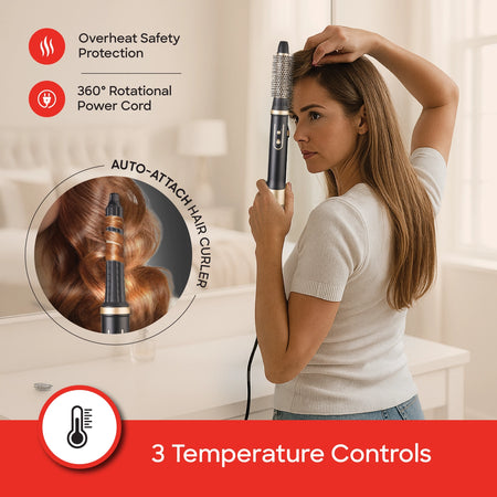 hair styler 5 in 1 auto curling wand multiple attachments sanford 3