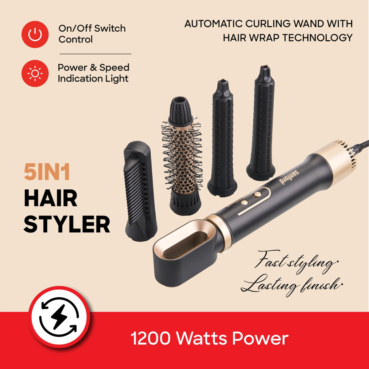 Shop Sanford 5 In 1 Hair Styler With Auto Curling Wand and 5